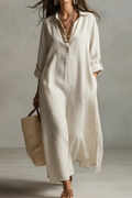 Vestido Midi Blanco Nómada Silencioso Boho Relajado