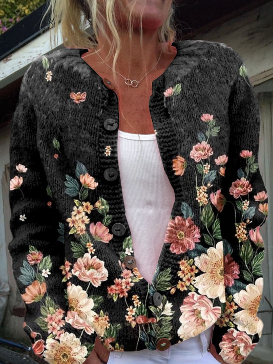 Cárdigan Fabiola | Flores vintage que abrazan el otoño