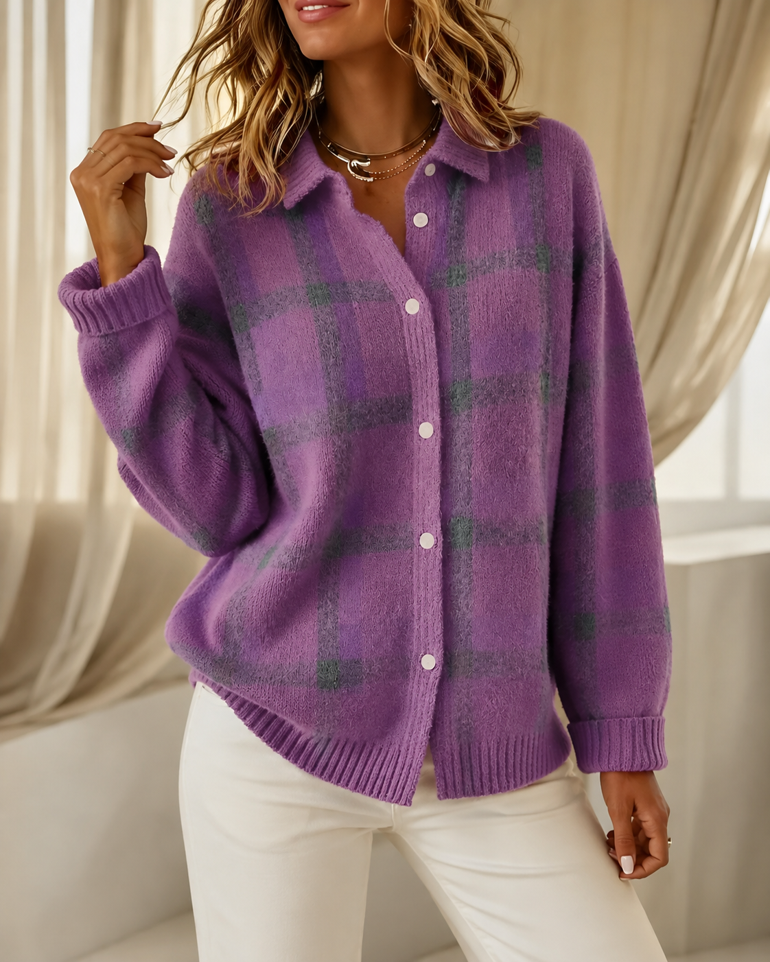 Chaqueta de punto Pilar | Retro, cálida y lista para cualquier momento