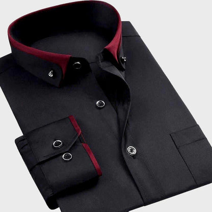 Men's Dress Shirt Full-Length Sleeves Elegant Style Comfortable Stretch Fabric