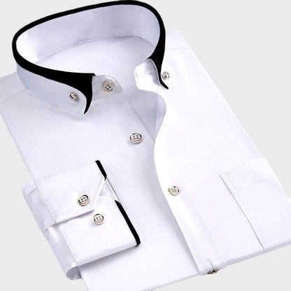 Men's Dress Shirt Full-Length Sleeves Elegant Style Comfortable Stretch Fabric