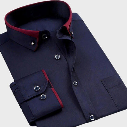 Men's Dress Shirt Full-Length Sleeves Elegant Style Comfortable Stretch Fabric