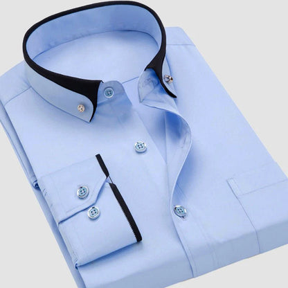 Men's Dress Shirt Full-Length Sleeves Elegant Style Comfortable Stretch Fabric