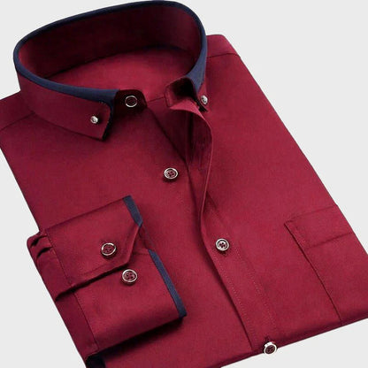 Men's Dress Shirt Full-Length Sleeves Elegant Style Comfortable Stretch Fabric
