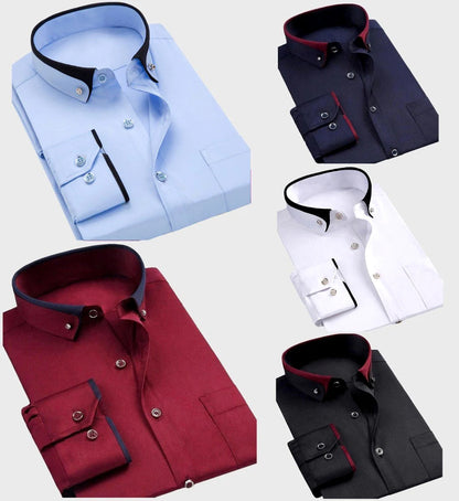 Men's Dress Shirt Full-Length Sleeves Elegant Style Comfortable Stretch Fabric