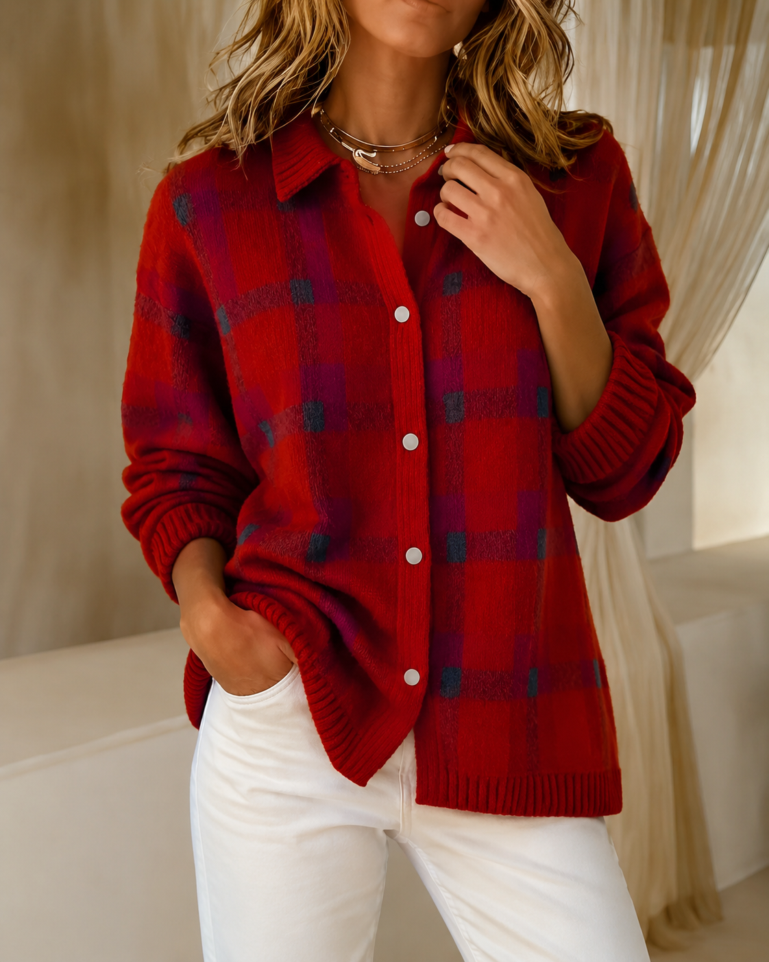Chaqueta de punto Pilar | Retro, cálida y lista para cualquier momento
